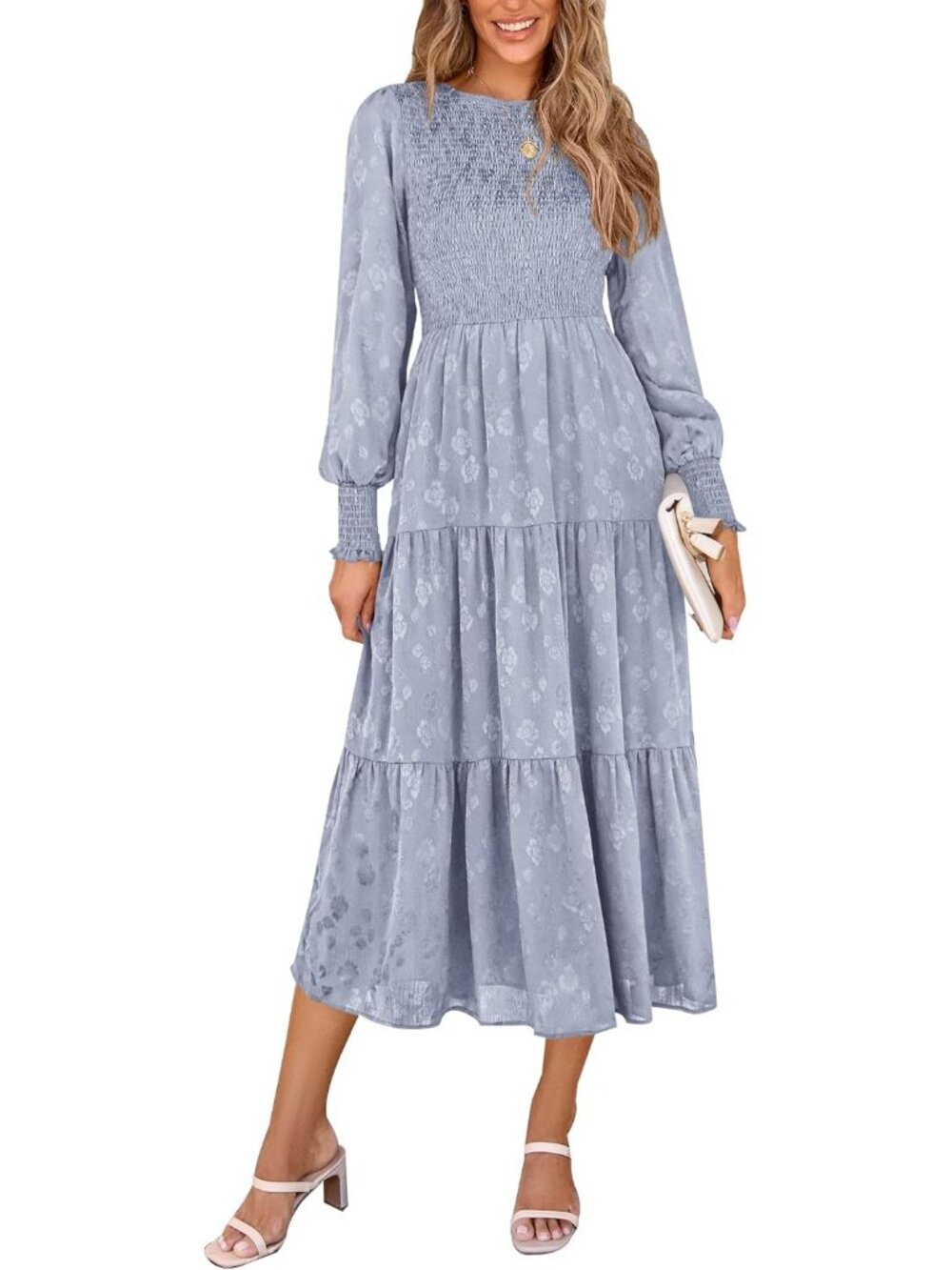 Elegant Women's Fall Midi Wedding Guest Dress